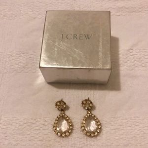 J. Crew Crystal and Gold Teardrop Earrings